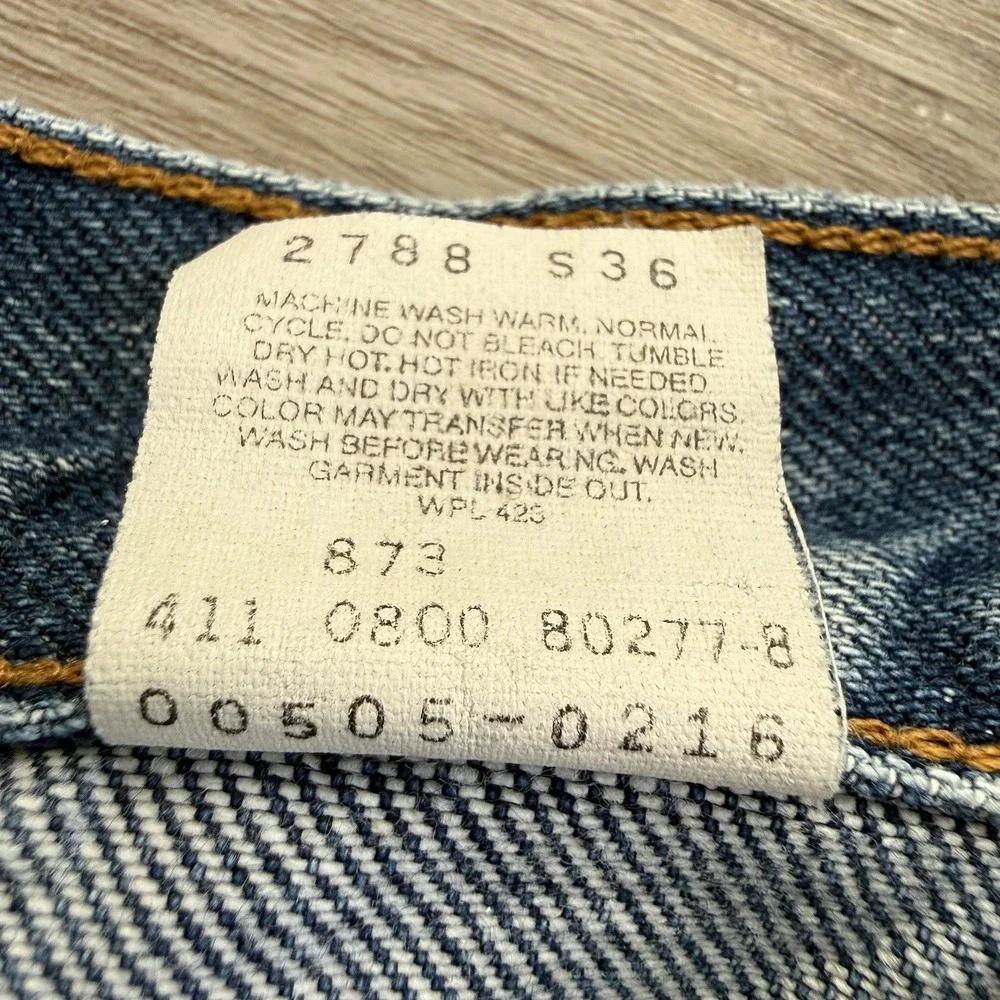 Vintage Y2K Levis 505 Distressed Cutoff Raw Hem Jeans Tag 34x30 Fits 32x26 Blue